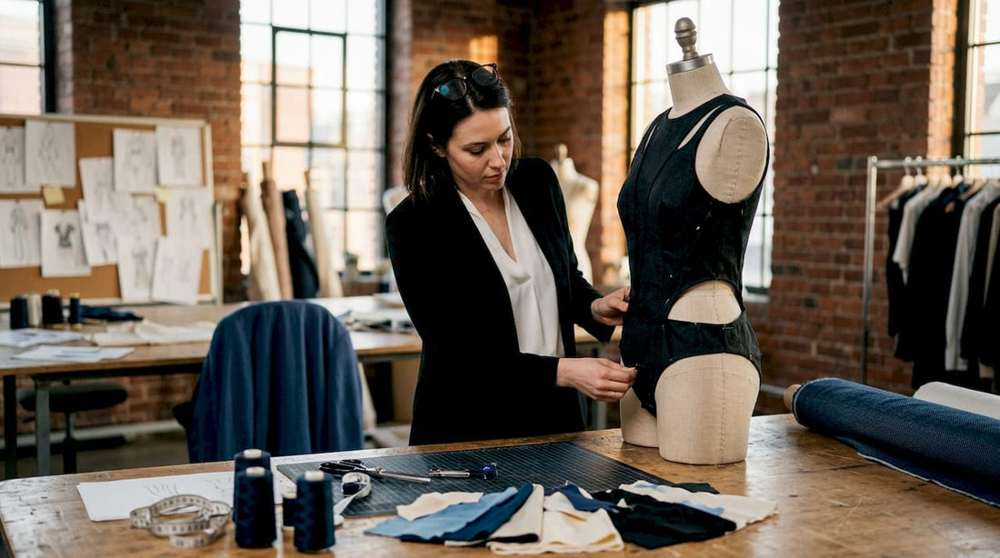 Fashion designer examining crotchless shapewear garment