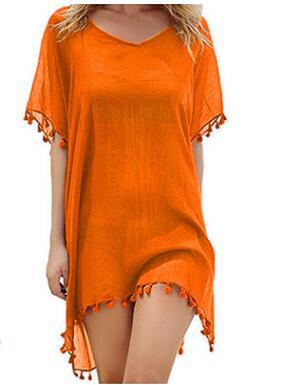 Boho Fringed Beach Blouse with Cute Pom Pom Detail