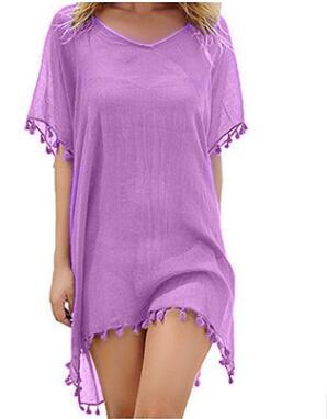 Boho Fringed Beach Blouse with Cute Pom Pom Detail