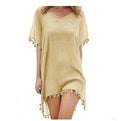 Boho Fringed Beach Blouse with Cute Pom Pom Detail